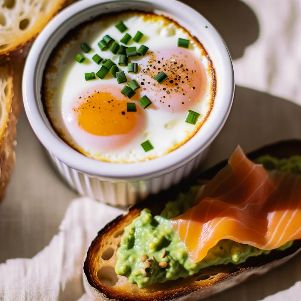 Œufs cocotte et tartine avocat saumon fumé — brunch LÜM Vieux-Lille